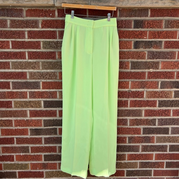 Zara Pants - Zara Bright Lime Green High Rise Dress Pants Trousers